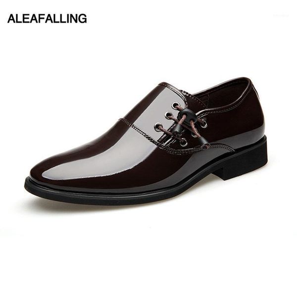 aleafalling men's dress shoes pu shinny leather office party wedding shoes for gentleman's easly roud toe boy's amsd021, Black