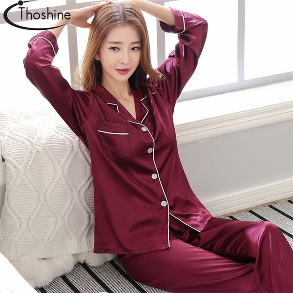 thoshine brand spring summer autumn satin silk women pajamas sets patchwork turn down collar sleepwear female china pijama suit y200708, Black;red
thoshine brand spring summer autumn satin silk women pajamas sets patchwork turn down collar sleepwear female china pijama suit y200708, Black;red