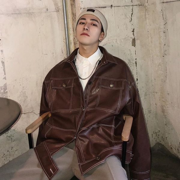 men's fur & faux 2021 autumn lapel loose trend solid color street long sleeve handsome casual leather jacket, Black
men's fur & faux 2021 autumn lapel loose trend solid color street long sleeve handsome casual leather jacket, Black