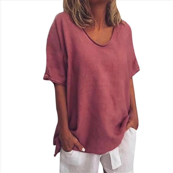 women summer blouse solid o neck short sleeves plus size casual cotton and linen loose shirt blouse tunic large size 2019, White
women summer blouse solid o neck short sleeves plus size casual cotton and linen loose shirt blouse tunic large size 2019, White