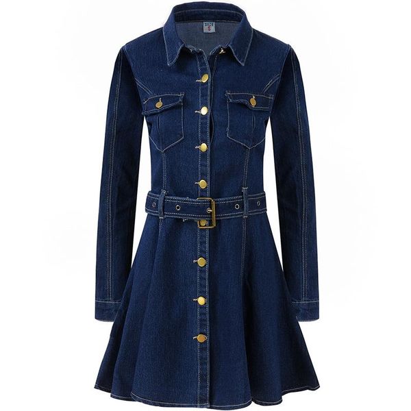 jeans dress women spring autumn long sleeves turn down collar single-breasted jeans dress ladies slim casual cowboy dresses belt, Black;gray
jeans dress women spring autumn long sleeves turn down collar single-breasted jeans dress ladies slim casual cowboy dresses belt, Black;gray