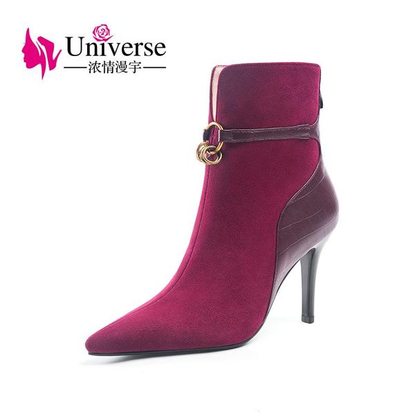 Universe Metal Ring Buckle Pointed Toe High Heel Boots Woman Wine Red Official Party Ankle Women Boots Bota Feminina J311, Black
Universe Metal Ring Buckle Pointed Toe High Heel Boots Woman Wine Red Official Party Ankle Women Boots Bota Feminina J311, Black