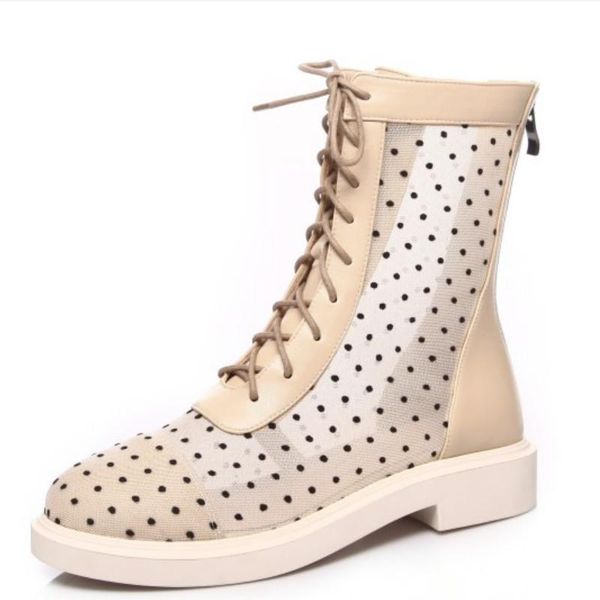 fanyuan polka dot mesh pu leather mid calf boots square heel women shoes round toe lace up zipper ladies pumps big size 32-43, Black
fanyuan polka dot mesh pu leather mid calf boots square heel women shoes round toe lace up zipper ladies pumps big size 32-43, Black