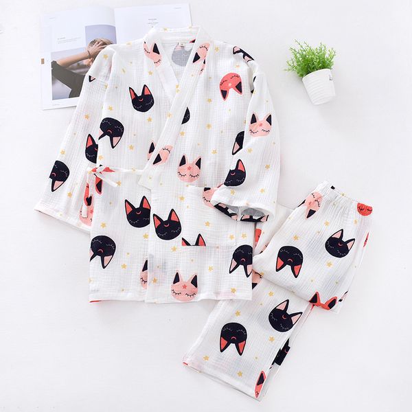 women three quarter cute cartoon cat v-neck pajama set ladies cotton elasticity waists sleepwear femme comfortable soft homewear q1217, Black;red 
women three quarter cute cartoon cat v-neck pajama set ladies cotton elasticity waists sleepwear femme comfortable soft homewear q1217, Black;red