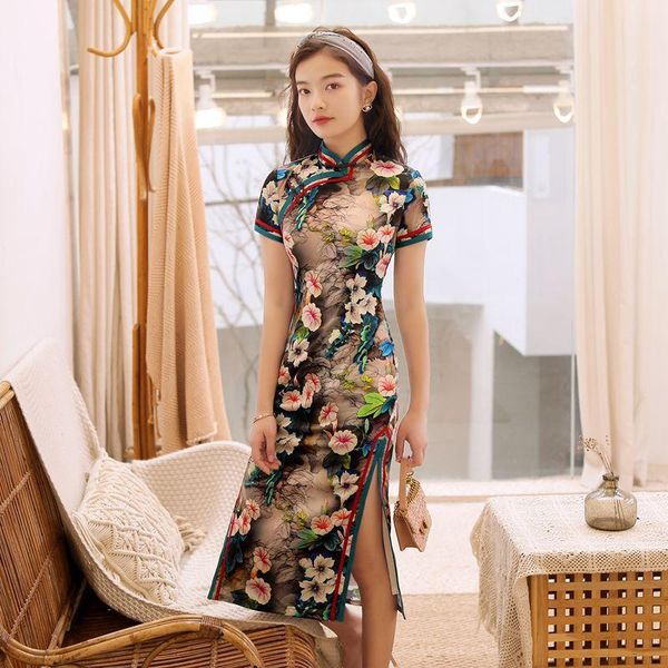 ethnic clothing elegant classic slim printed cheongsam traditional chinese wedding dresses women oriental lady banquet short sleeve qipao, Red
ethnic clothing elegant classic slim printed cheongsam traditional chinese wedding dresses women oriental lady banquet short sleeve qipao, Red