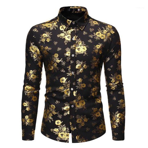 mens fashion shiny gold floral printed button down dress shirts camisa masculina 2020 brand black slim fit long sleeve shirt men1, White;black
mens fashion shiny gold floral printed button down dress shirts camisa masculina 2020 brand black slim fit long sleeve shirt men1, White;black
