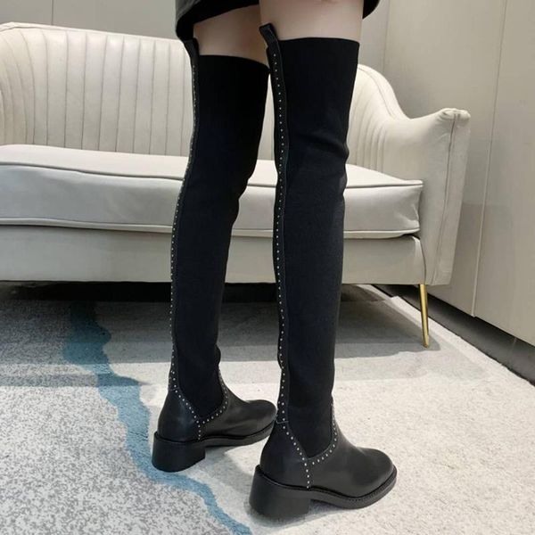 2021 rivets women over the knee long boots genuine leather knitted thigh high boots women winter shoes, Black
2021 rivets women over the knee long boots genuine leather knitted thigh high boots women winter shoes, Black