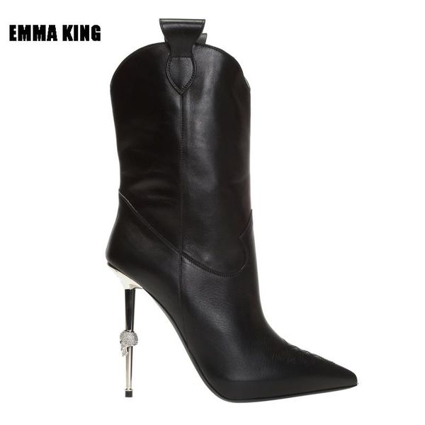 women knee high boots luxury metal heel pointed toe boots runway design high heels shoes women 2021 big size35-44, Black
women knee high boots luxury metal heel pointed toe boots runway design high heels shoes women 2021 big size35-44, Black