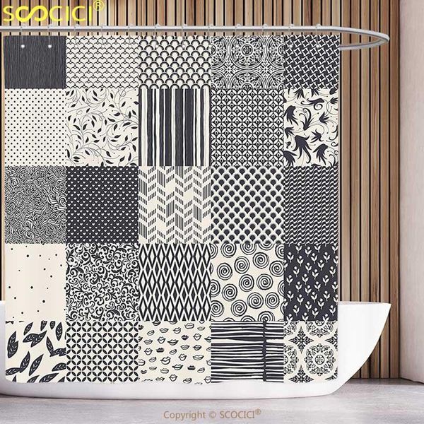 stylish shower curtain geometric abstract collage like image with flowers stripes modern shapes black white and charcoal grey
stylish shower curtain geometric abstract collage like image with flowers stripes modern shapes black white and charcoal grey