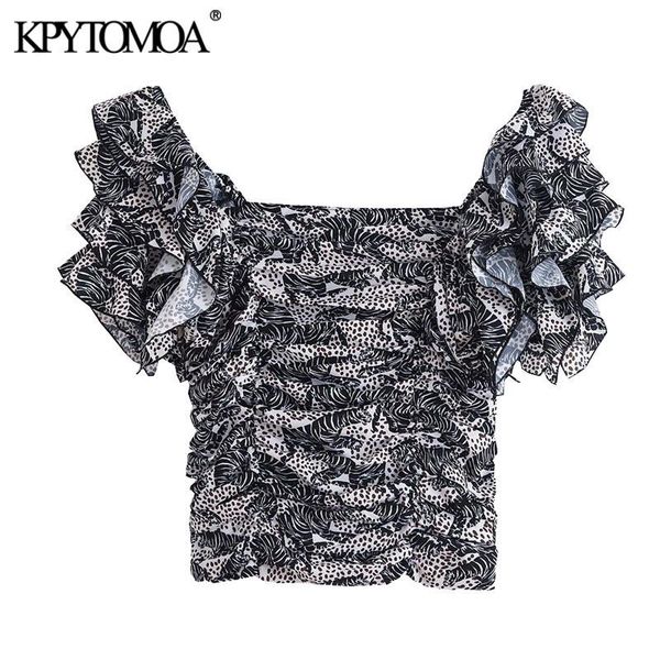 kpytomoa women 2020 fashion animal print ruffled cropped blouses vintage square collar short sleeve female shirts chic, White
kpytomoa women 2020 fashion animal print ruffled cropped blouses vintage square collar short sleeve female shirts chic, White