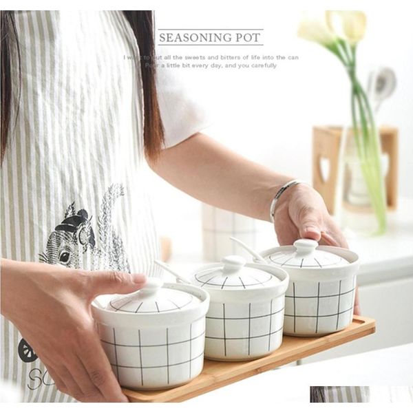 set of 3 ceramic spice jar sugar bowl connt pots seasoning container with lids spoons and wooden tray f jlllyn loveshop01
set of 3 ceramic spice jar sugar bowl connt pots seasoning container with lids spoons and wooden tray f jlllyn loveshop01