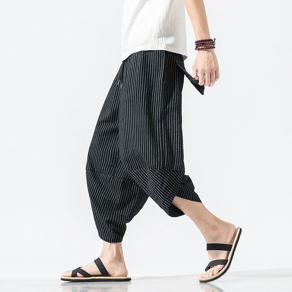 men's pants autumn harajuku men hip hop harem summer nice trousers mens casual male stripe calf-length chinese style 5xl1, Black 
men's pants autumn harajuku men hip hop harem summer nice trousers mens casual male stripe calf-length chinese style 5xl1, Black