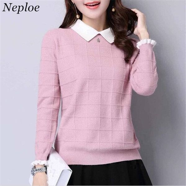 neploe plus size sweater pull femme autumn winter solid knitted pullover long sleeve doll collar knitwear jumper 34403 201201, White;black
neploe plus size sweater pull femme autumn winter solid knitted pullover long sleeve doll collar knitwear jumper 34403 201201, White;black