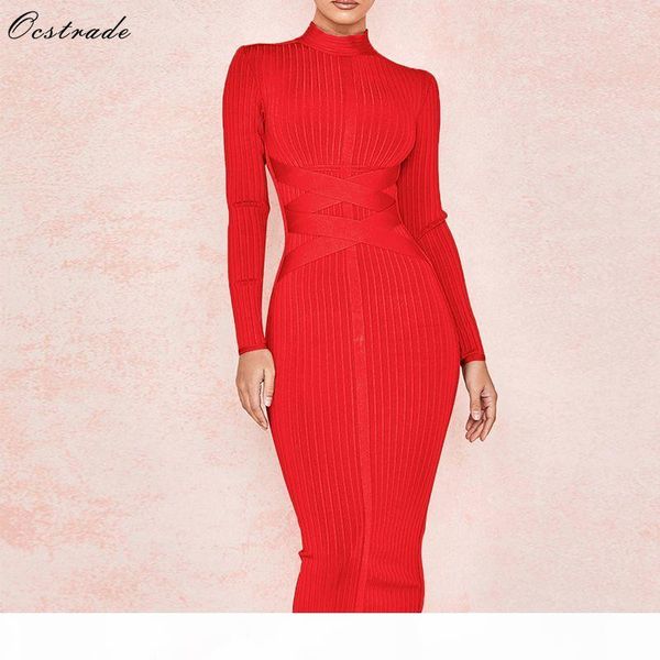 ocstrade new arrival 2019 women's midi bandage dress red high neck long sleeve bodycon bandage dress rayon party dresses y200102, White;black
ocstrade new arrival 2019 women's midi bandage dress red high neck long sleeve bodycon bandage dress rayon party dresses y200102, White;black