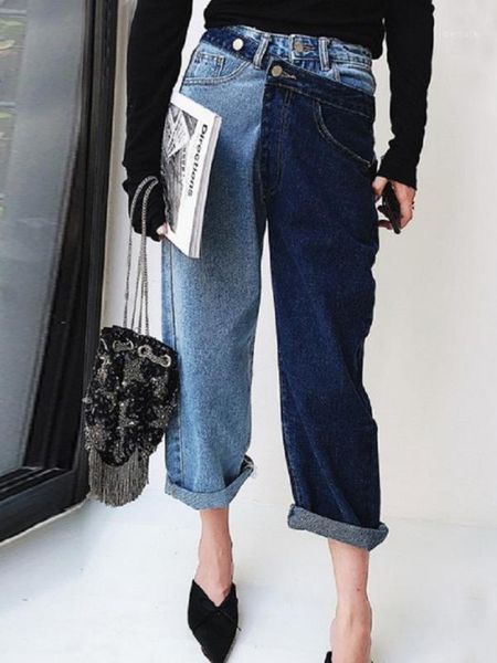 harajuku boyfriend stylish women denim two colors patchwork spliced jeans bf straignt pants long trousers1, Blue
harajuku boyfriend stylish women denim two colors patchwork spliced jeans bf straignt pants long trousers1, Blue