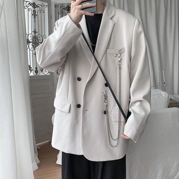 korean style blazer men's fashion business casual society dress jacket men streetwear wild loose beige suit m-xl kg-447, White;black
korean style blazer men's fashion business casual society dress jacket men streetwear wild loose beige suit m-xl kg-447, White;black