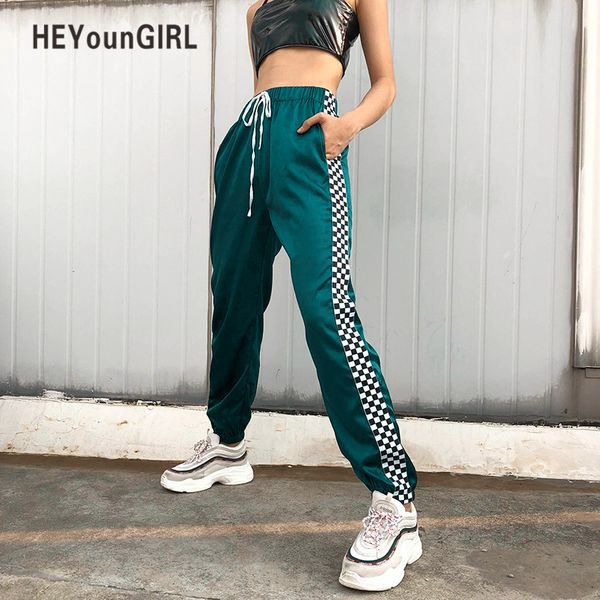 heyoungirl patchwork checkerboard ribbon pants womens casual loose joggers trousers high waist sweatpants streetwear harem pants t200319, Black;white
heyoungirl patchwork checkerboard ribbon pants womens casual loose joggers trousers high waist sweatpants streetwear harem pants t200319, Black;white
