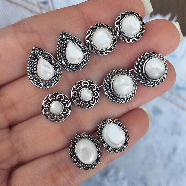 stud 10 pcs/set women personality flower carved hollow drop gem opal earrings set party wedding gift accessories, Golden;silver
stud 10 pcs/set women personality flower carved hollow drop gem opal earrings set party wedding gift accessories, Golden;silver