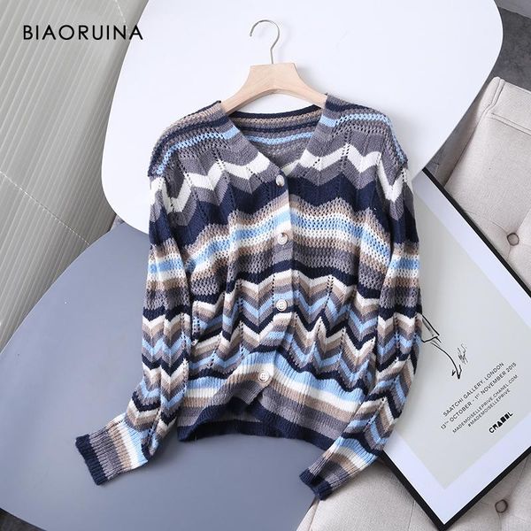 biaoruina women's hollow out striped wave jacquard single breasted v-neck loose fashion knit cardigan casual sweater, White
biaoruina women's hollow out striped wave jacquard single breasted v-neck loose fashion knit cardigan casual sweater, White