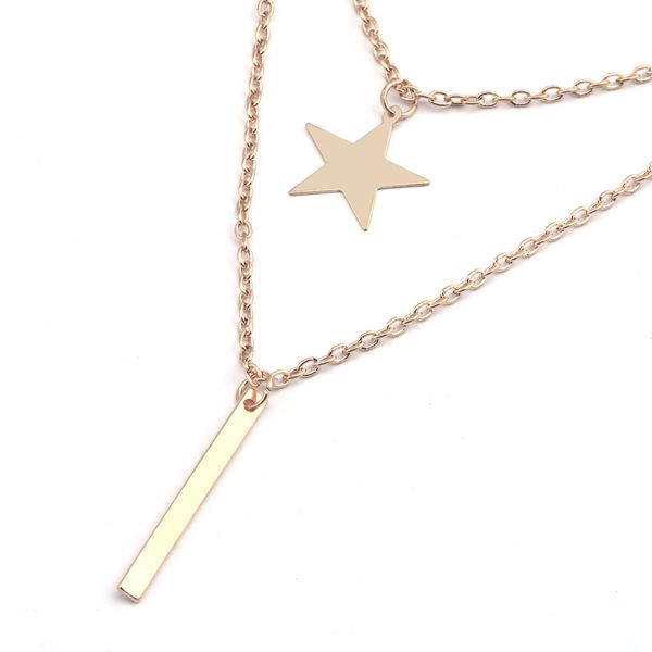 fashion jewelry double layer small stripes stars pendants necklaces for women 2 color night club berloques, Silver
fashion jewelry double layer small stripes stars pendants necklaces for women 2 color night club berloques, Silver