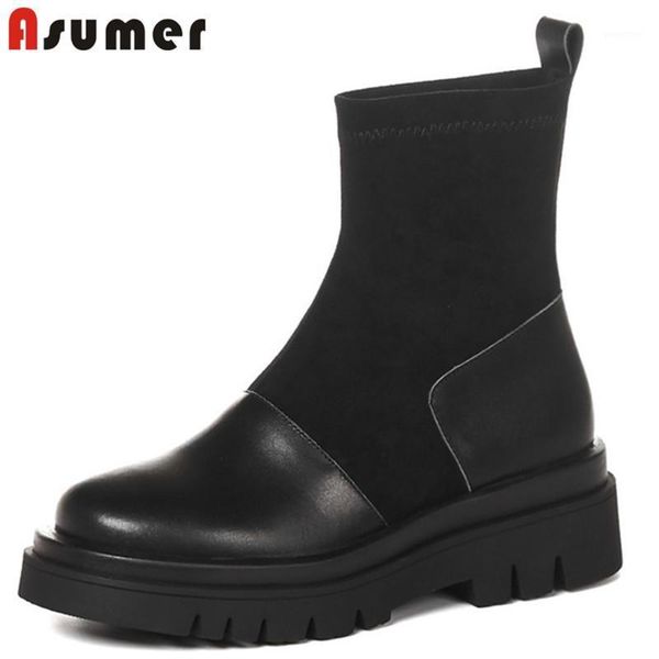 boots asumer 2021 arrive ankle women genuine leather +elastic comfortable low heel casual shoes ladies big size1, Black
boots asumer 2021 arrive ankle women genuine leather +elastic comfortable low heel casual shoes ladies big size1, Black