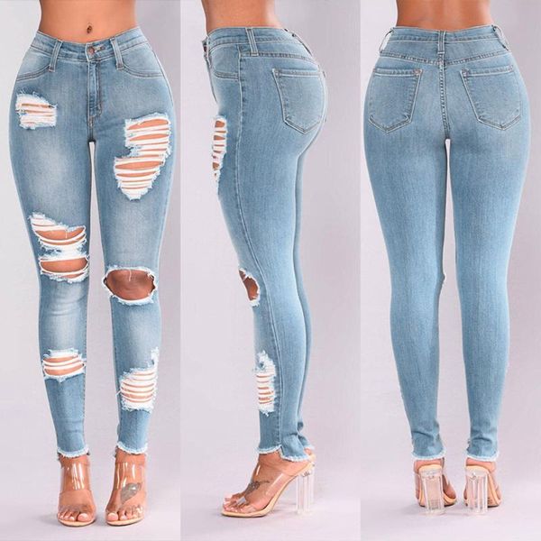 fashion women jeans denim hole female high waist stretch slim pencil pants women's skinny ripped jeans vestido de mujer, Blue
fashion women jeans denim hole female high waist stretch slim pencil pants women's skinny ripped jeans vestido de mujer, Blue