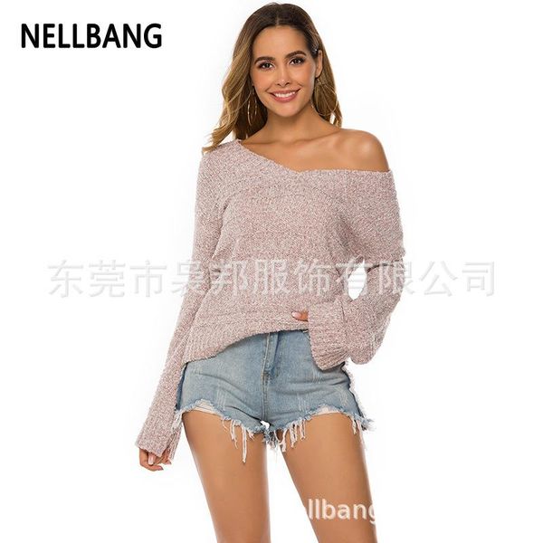 women's sweaters sleeve v collar head sweater thick wool loose knit women autumn and winter 2021 top, White;black
women's sweaters sleeve v collar head sweater thick wool loose knit women autumn and winter 2021 top, White;black