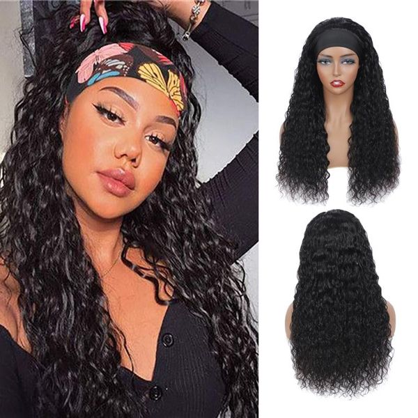 water wave headband wig human hair wigs for black women brazilian scarf wig glueless remy curly human hair wigs, Black;brown
water wave headband wig human hair wigs for black women brazilian scarf wig glueless remy curly human hair wigs, Black;brown