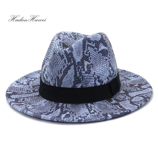 fall winter men women's new snake pattern jazz panama wide brim fedora hat for ladies gnetlemen party hat, Blue;gray 
fall winter men women's new snake pattern jazz panama wide brim fedora hat for ladies gnetlemen party hat, Blue;gray
