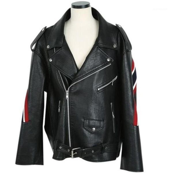 women's jackets autumn and winter badges lapel stripes retro motorcycle pu leather jacket womem1, Black;brown
women's jackets autumn and winter badges lapel stripes retro motorcycle pu leather jacket womem1, Black;brown