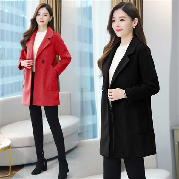 autumn winter medium length korean style version loose and thin women's woolen coat thickened high street, Black
autumn winter medium length korean style version loose and thin women's woolen coat thickened high street, Black