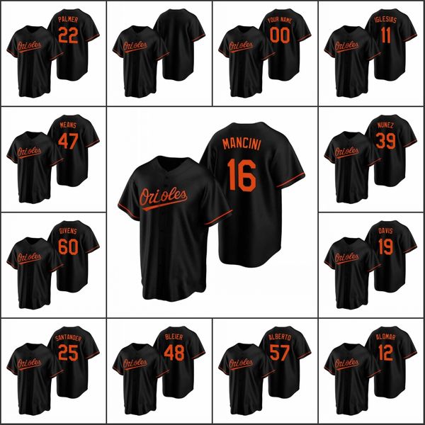 baltimore orioles #8 cal ripken jr. 12 roberto alomar 22 jim palmer men women youth custom black replica alternate jersey