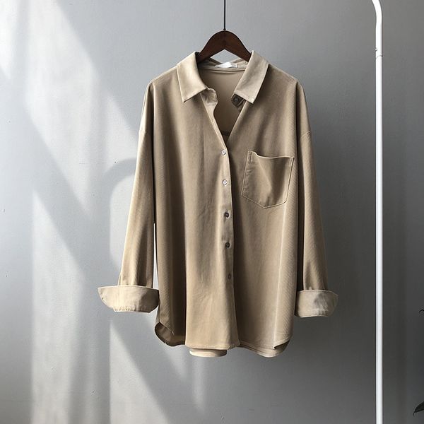 2021 new women autumn corduroy turn down collar pure color womens and blouses shirt blusas roupa feminina nyxu, White
2021 new women autumn corduroy turn down collar pure color womens and blouses shirt blusas roupa feminina nyxu, White