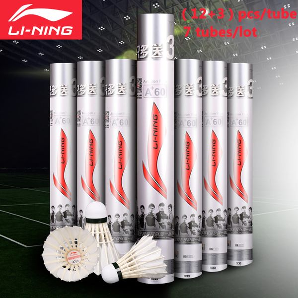 lining 105pcs=7tubes li-ning brand a+60 badminton shuttlecock goose feather birdies flying stably durable li ning battledore 201116
lining 105pcs=7tubes li-ning brand a+60 badminton shuttlecock goose feather birdies flying stably durable li ning battledore 201116