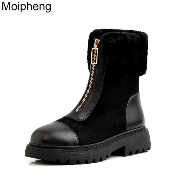 boots moipheng women genuine leather warm winter zipper flat with shoes female ankle boot botas mujer ladies snow, Black
boots moipheng women genuine leather warm winter zipper flat with shoes female ankle boot botas mujer ladies snow, Black