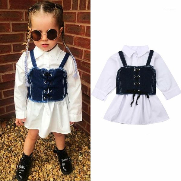 1-6years fashion toddler kids baby girl long sleeve shirt dress sling denim vest autumn clothes sets1, Red;yellow
1-6years fashion toddler kids baby girl long sleeve shirt dress sling denim vest autumn clothes sets1, Red;yellow