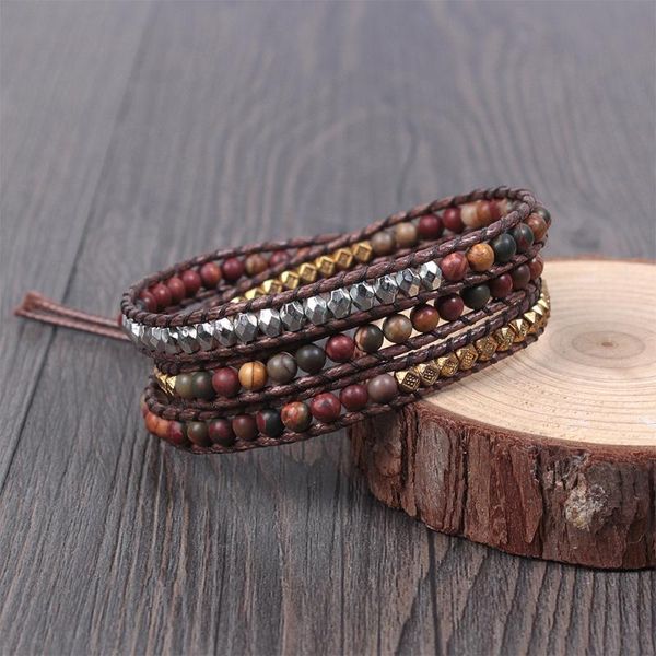 natural picasso stone wrap bracelets for women boho gold color silver colour metal beads ethnic bracelet jewelry handmade gift, Golden;silver
natural picasso stone wrap bracelets for women boho gold color silver colour metal beads ethnic bracelet jewelry handmade gift, Golden;silver