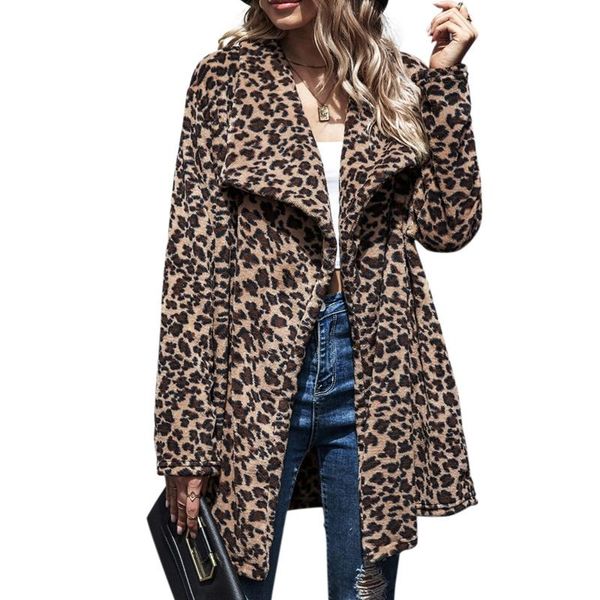women's fur & faux women fuzzy plush long sleeve lapel coat leopard print loose warm jacket parka, Black
women's fur & faux women fuzzy plush long sleeve lapel coat leopard print loose warm jacket parka, Black