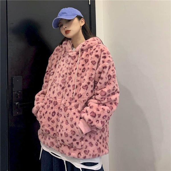 new autumn winter harajuku pink coat women leopard pullover casual thick warm jacket women hooded outwear female clothes, Black;brown
new autumn winter harajuku pink coat women leopard pullover casual thick warm jacket women hooded outwear female clothes, Black;brown