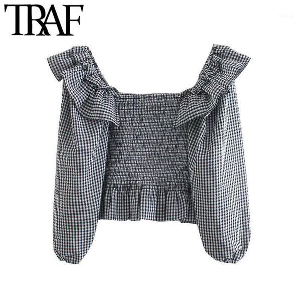 traf women fashion elastic smocked ruffled cropped blouses vintage lantern sleeve plaid female shirts blusas chic 1, White
traf women fashion elastic smocked ruffled cropped blouses vintage lantern sleeve plaid female shirts blusas chic 1, White
