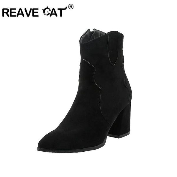 REAVE CAT Ankle boots for women Pointed toe Suede leather Block high heel Zipper Big size 14 15 16 Shoes western boots, Black
REAVE CAT Ankle boots for women Pointed toe Suede leather Block high heel Zipper Big size 14 15 16 Shoes western boots, Black