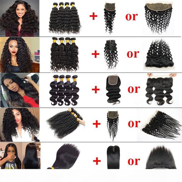 brazilian virgin hair 4 bundles with lace frontal closure straight human hair kinky curly body deep wave peruvian hair bundles with closure, Black
brazilian virgin hair 4 bundles with lace frontal closure straight human hair kinky curly body deep wave peruvian hair bundles with closure, Black