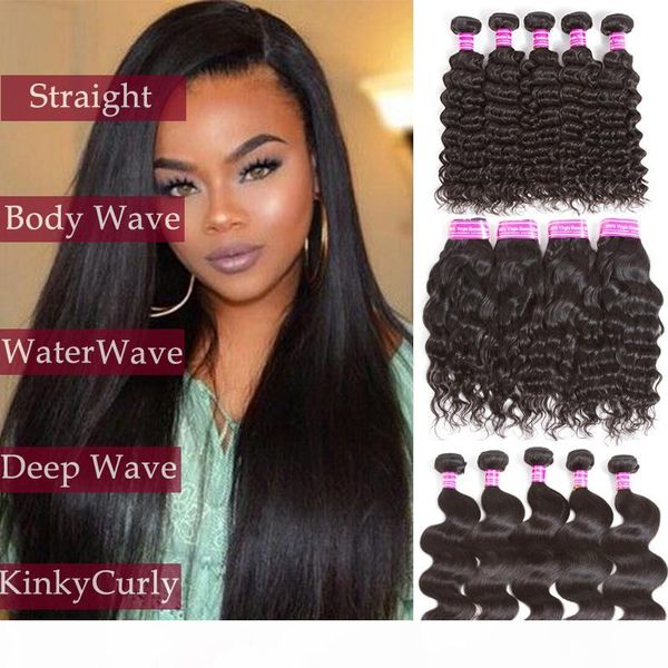 

wholesale 9a cambodian virgin brazilian hair weave bundles deep wave remy human hair extensions kinky curly water wave body wave hair weaves, Black