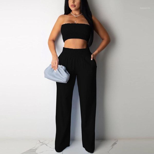 women chic strapless tube and wide leg pants 2 piece suits tube outfit summer two piece set 20201, White
women chic strapless tube and wide leg pants 2 piece suits tube outfit summer two piece set 20201, White