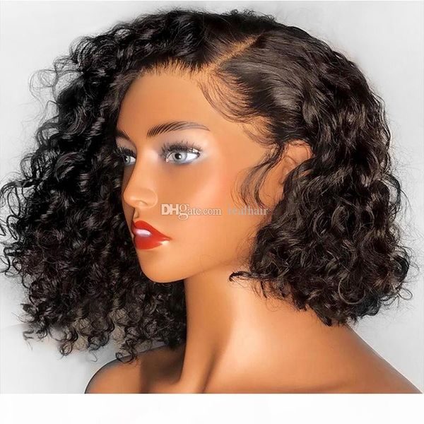 13x6 deep part curly lace front wig with baby hair pre plucked brazilian virgin kinky curly human hair wigs for black women 9a, Black;brown