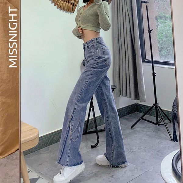 missnight woman jeans flare pants high waist jeans denim trousers wide leg baggy pants side chain zipper, Blue
missnight woman jeans flare pants high waist jeans denim trousers wide leg baggy pants side chain zipper, Blue