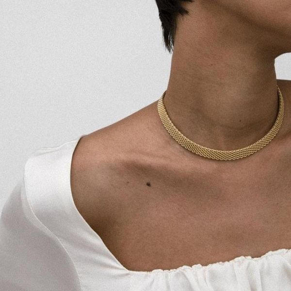new weaved wide chain necklace choker for women vintage mesh clavicle necklaces collier femme minimalist jewelry gift, Golden;silver
new weaved wide chain necklace choker for women vintage mesh clavicle necklaces collier femme minimalist jewelry gift, Golden;silver