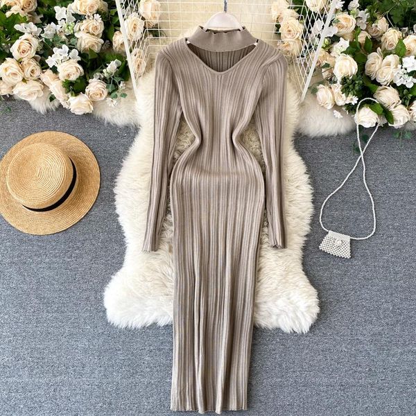 cutout elastic knitted sweater dress women medium long autumn winter good stretch knitted dress, Black;gray
cutout elastic knitted sweater dress women medium long autumn winter good stretch knitted dress, Black;gray
