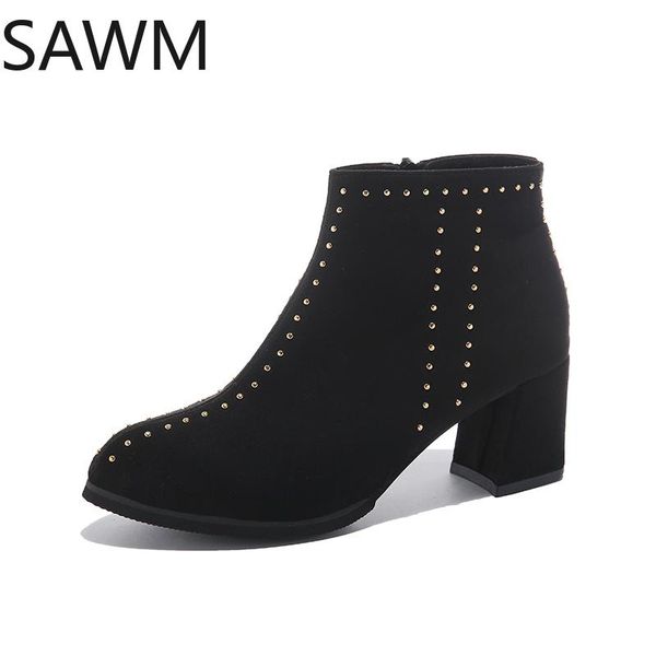 boots fashion winter rivet black flock ankle for women shoes woman zipper square block high heels botas mujer
boots fashion winter rivet black flock ankle for women shoes woman zipper square block high heels botas mujer