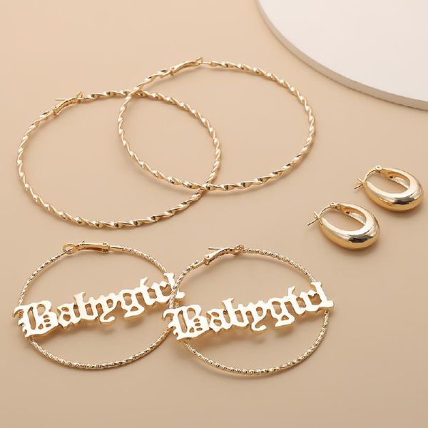 stud 3pairs/set exaggerated geometric hoop earrings sets metal letter big round circle for women statement jewelry gift, Golden;silver
stud 3pairs/set exaggerated geometric hoop earrings sets metal letter big round circle for women statement jewelry gift, Golden;silver
